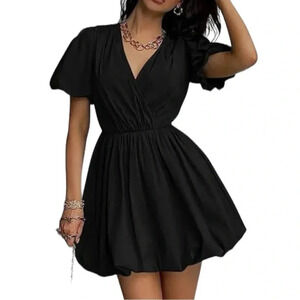 NWT PRETTYGARDEN Women's Summer Puff Sleeve Short Mini Dress Flowy Ruffle V …